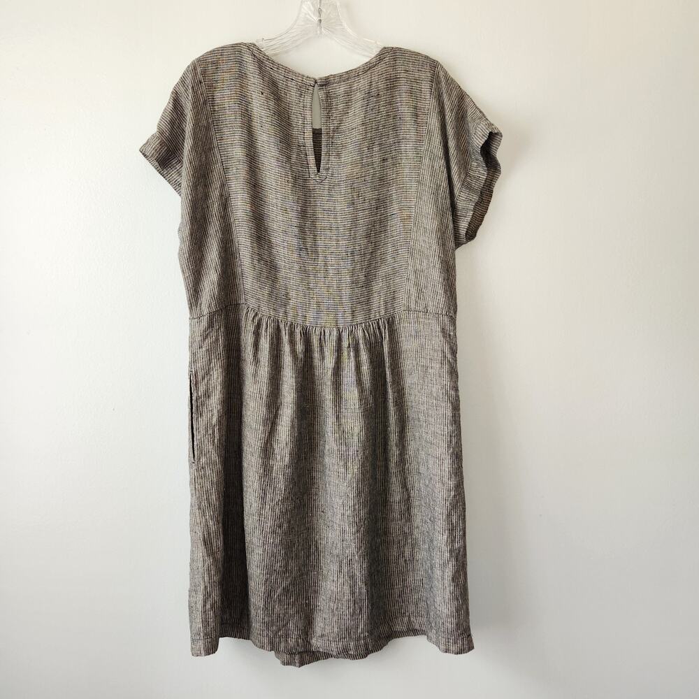 Garnet Hill Linen Dress Women's M Black White Stripe Beach Summer Vacation Boho - Picture 5 of 16